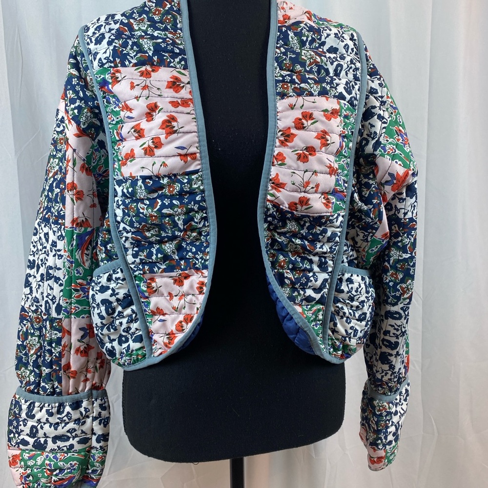 Colorful‎ Floral Patchwork Quilted Blazer
